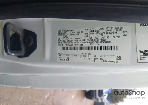 2013 Ford E-250 Commercial из США, поврежденный, VIN 1FTNE2EW1DDA91925